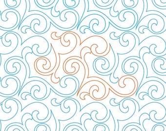 Tying Daisy E2E swirls digital quilting design, longarm quilt pattern, Fast bread and butter E2E quilting