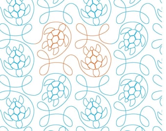 Donatella Turtle Quilt Pattern -  longarm machine quilting, E2E Turtle digital design, Modern Computer quilting