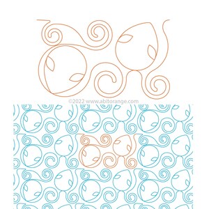 Peut inclure: Un motif numérique avec un motif répétitif de volutes et de feuilles brunes et bleues. Le motif est parfait pour le quilting, la broderie ou d'autres travaux manuels.