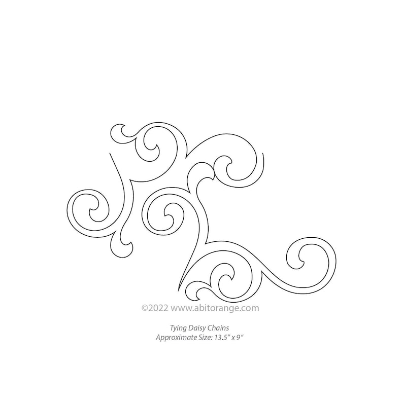 Tying Daisy E2E Swirls Digital Quilting Design, Longarm Quilt Pattern
