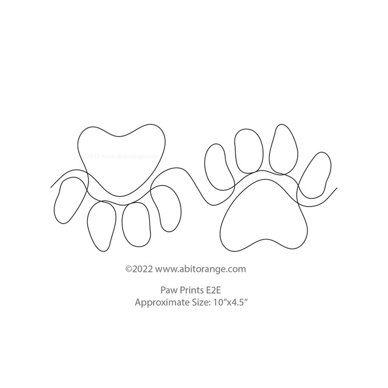 Paw Prints E2E Edge to Edge E2E Longarm Digitized Quilt Pattern, Animal Tracks Digital Quilting