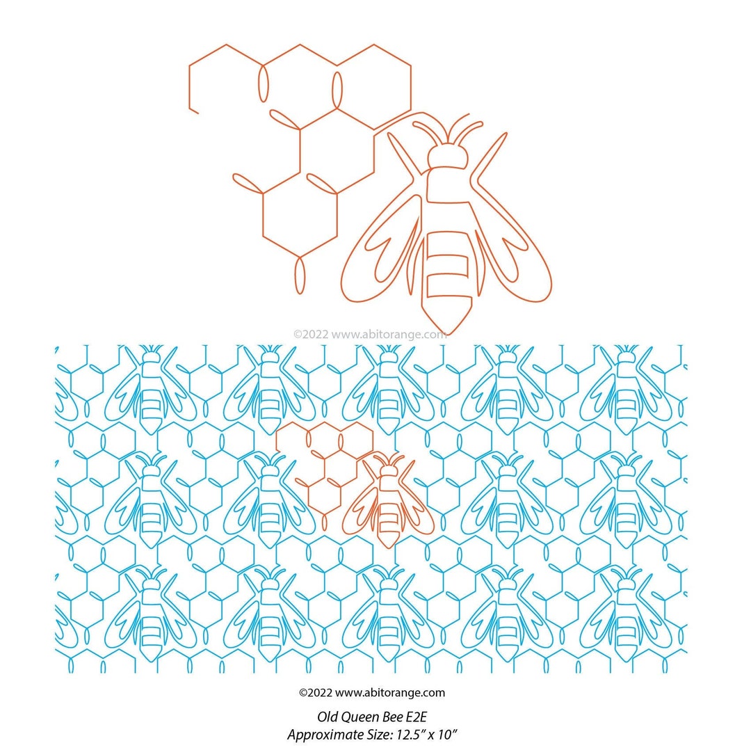 Old Queen Bee - Honey Bee and Honeycomb Edge to Edge E2E Digital ...