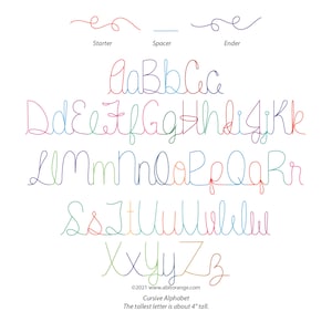 Alphabets et polices cursives - Formats de courtepointe numériques