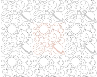Eight Planets and More - E2E digital quilting design / pattern