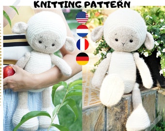 Lamb knitting pattern (15 inches tall) - Toy Knitting Pattern / Polushkabunny
