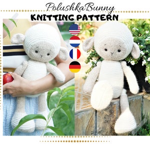 Lamb knitting pattern 15 inches tall Toy Knitting Pattern / Polushkabunny image 1