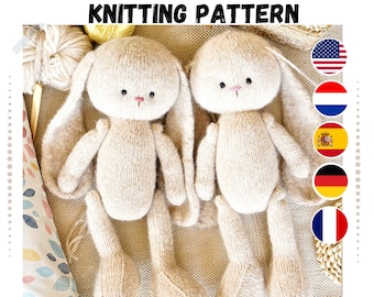 Bunny knitting pattern (15 inches tall) - Toy Knitting Pattern / Polushkabunny