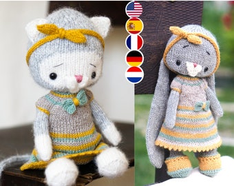 Doll Clothes Knitting Pattern for a little dolls (for 10 inches tall toys) - Toy Clothes Knitting Pattern