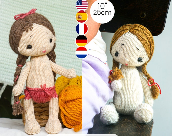 Baby doll knitting pattern (10 inches tall) - Toy Knitting Pattern