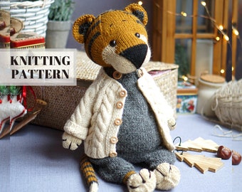 Tiger Set "English Gentleman" knitting patterns / toy knitting patterns / animal knitting patterns / all included / Polushkabunny