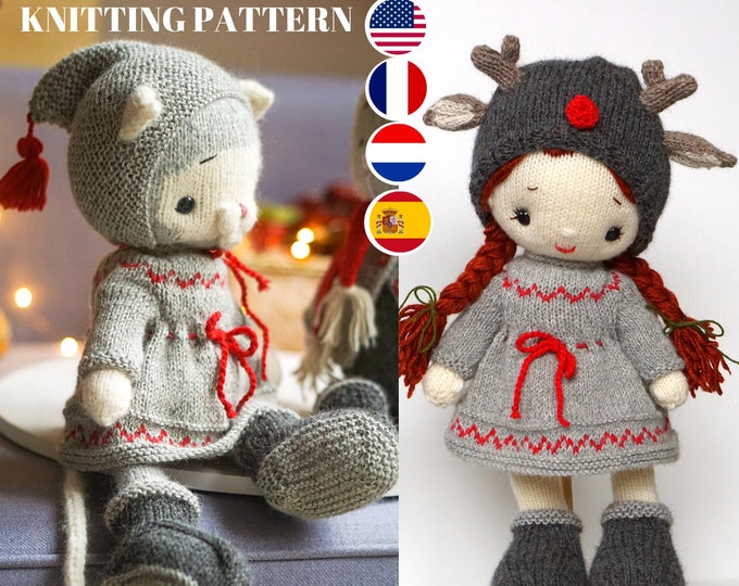 knitting pattern for doll clothes / Knitting patterns PDF - Outfit "Reindeer Style" - Toy Clothes Knitting Pattern