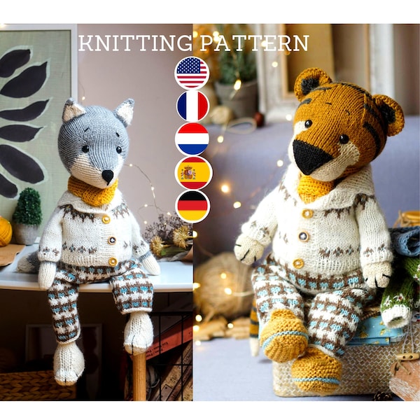 Toy Clothes Knitting Pattern / Outfit "Romantic"/ Knitting patterns PDF/ 2 needles version / Polushkabunny