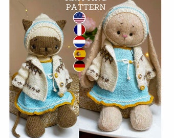 Toy Clothes Knitting Pattern / Outfit "Penny"/ Knitting patterns PDF/ 2 needles version / Polushkabunny