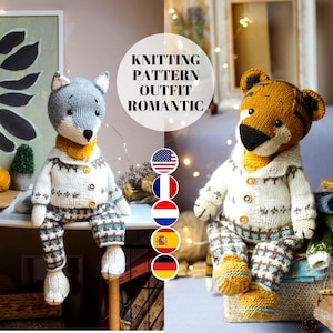 Toy Clothes Knitting Pattern / Outfit &quot;Romantic&quot;/ Knitting patterns PDF/ 2 needles version / Polushkabunny