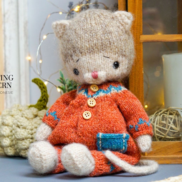 Knitting patterns - Baby Cat + onesie by Polushkabunny