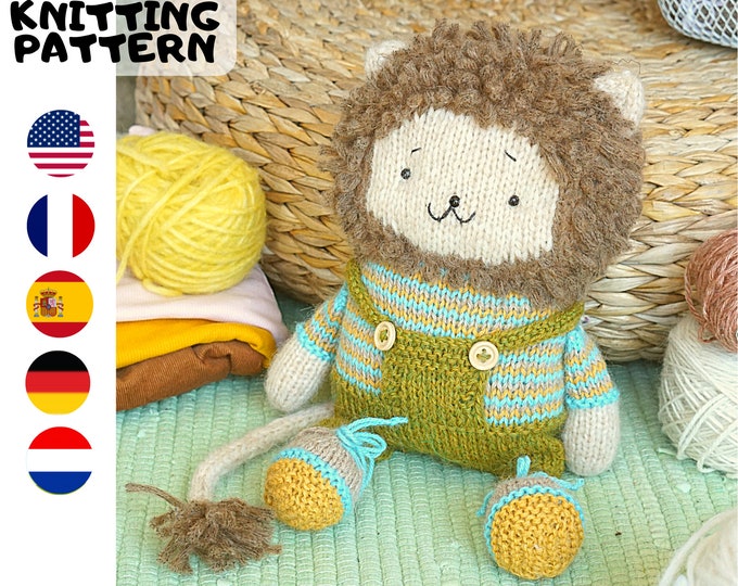 lion knitting pattern (10 inches tall) - Toy Knitting Pattern