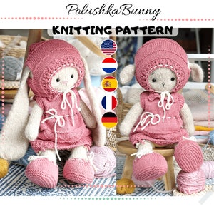 Doll clothes knitting pattern for toys - Outfit &quot;Pinky&quot; - Toy Clothes Knitting Pattern