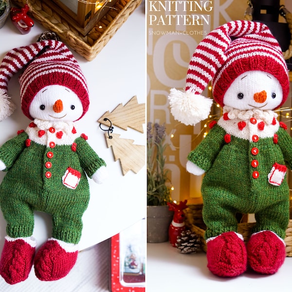 Snowman Christmas Knitting patterns SET / toy knitting patterns / knitting patterns / Polushkabunny