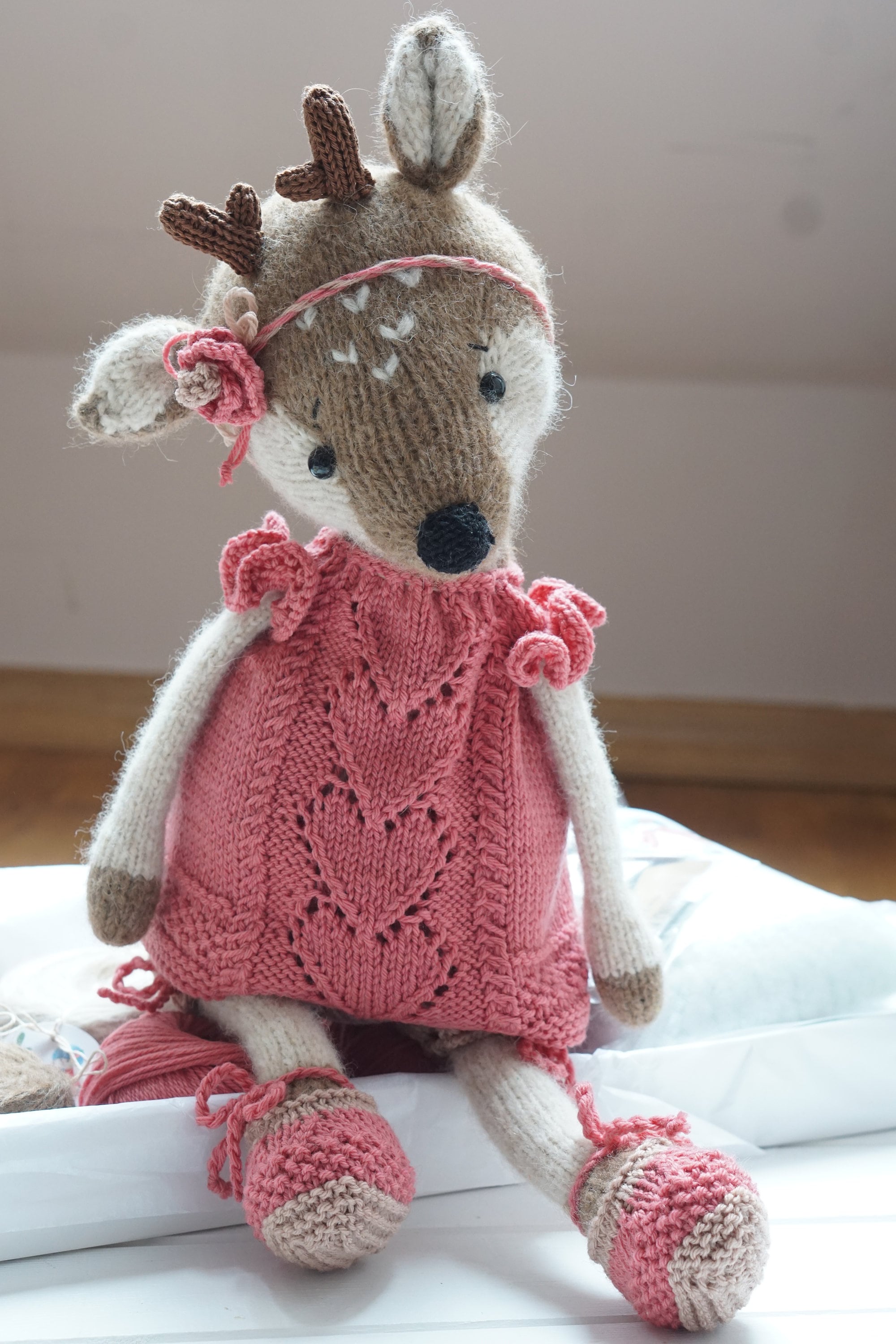 Doll clothes toy knitting patterns PDF Pink Heart for