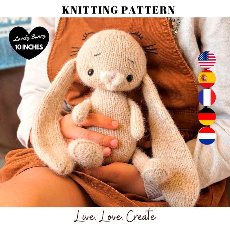 Little bunny Knitting Pattern 10 inches tall  Toy Knitting image 1