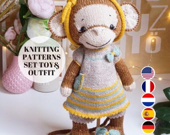 Knitting Monkey Pattern Set / Monkey and clothes / Knitting pattern/ Toy Knitting Pattern