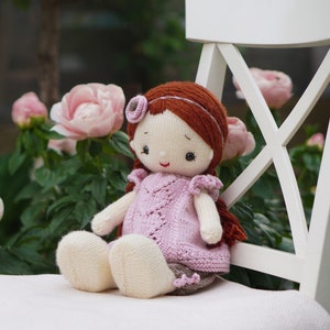Doll clothes knitting pattern for toys Pink Heart Girl's Outfit Toy Clothes Knitting Pattern / Polushkabunny image 2