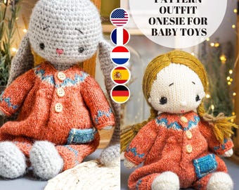 Knitting patterns - Onesie - for baby toys 10''/25cm