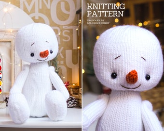 Snowman knitting pattern - Toy Knitting Pattern by Polushkabunny