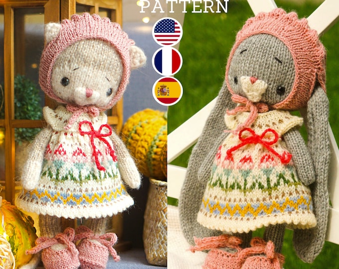 Knitting toy clothes pattern - Baby Summer - fits baby toys 10''/25cm