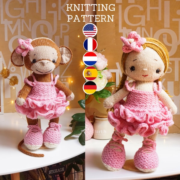 Toy Clothes Knitting Pattern- BALLERINA - Doll clothes knitting pattern / Polushkabunny