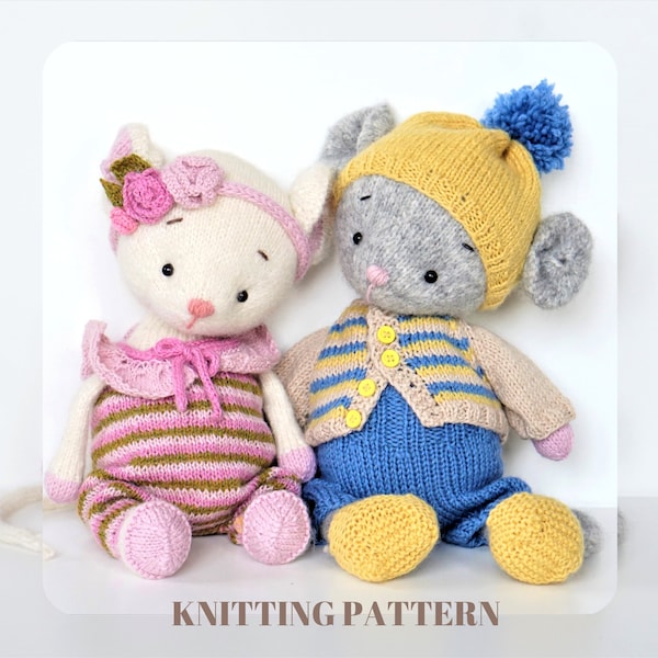 Easter Set - knitting toy patterns - Mouse Family - toy and clothes patterns / Polushkabunny