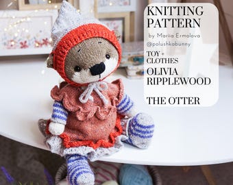 Olivia Ripplewood - Otter knitting toy pattern - Toy Knitting Patterns / Polushkabunny