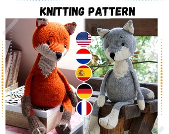 Fox and wolf knitting pattern - Toy Knitting Pattern / Polushkabunny