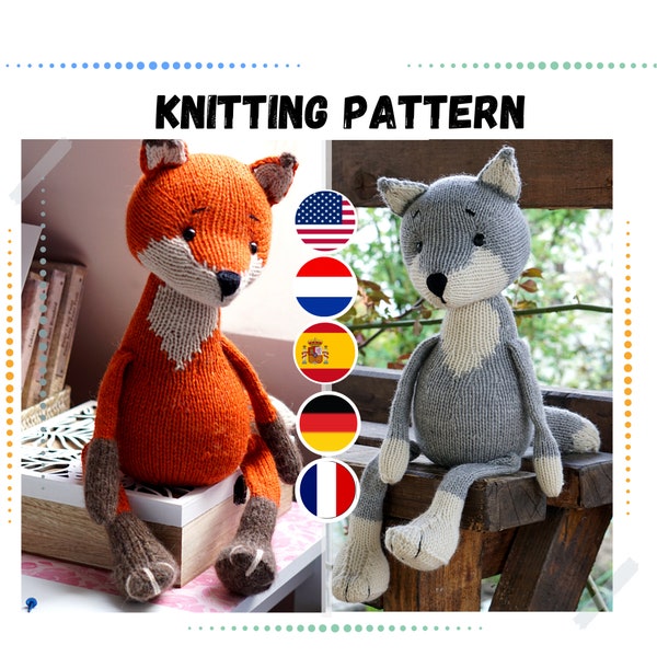 Strickanleitung Fuchs und Wolf - Toy Knitting Pattern / Polushkabunny