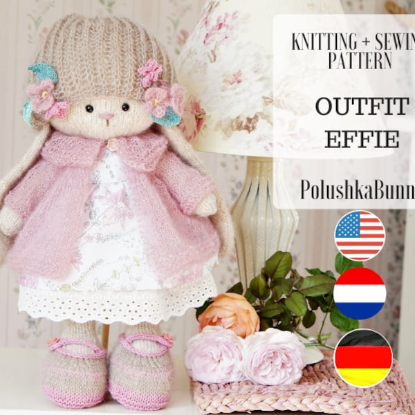 knitting pattern for doll clothes - Outfit "Effie" - Toy Clothes Knitting Pattern