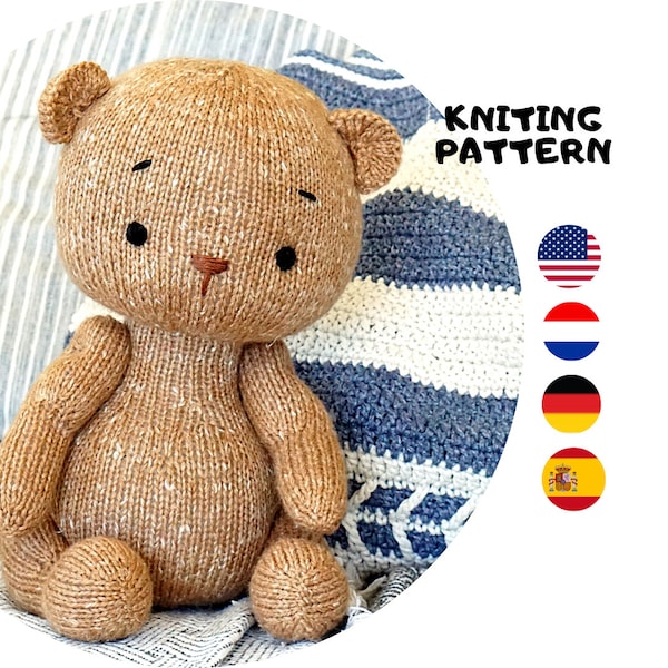 Bear knitting pattern (15 inches tall) / DPNs version - Toy Knitting Pattern / Polushkabunny