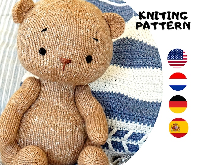 Bear knitting pattern (15 inches tall) / DPNs version - Toy Knitting Pattern / Polushkabunny