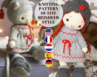 Strickmuster für Puppenkleidung / Strickmuster PDF - Outfit ""Reindeer Style"" - Spielzeugkleidung Strickmuster."