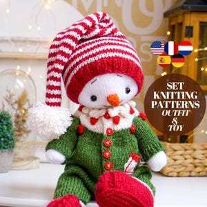 Snowman Christmas Knitting patterns SET / toy knitting patterns / knitting patterns / Polushkabunny