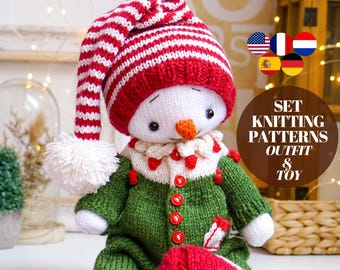 Snowman Christmas Knitting patterns SET / toy knitting patterns / knitting patterns / Polushkabunny