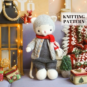 Knitting Set - Christmas Toy -  Mister Tom - Cat Toy - Toy by Polushkabunny