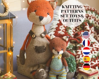 christmas knitting patterns / toy knitting patterns / animal knitting patterns / Toy clothes - all included / Polushkabunny
