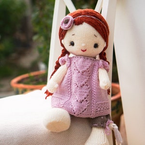 Doll clothes knitting pattern for toys Pink Heart Girl's Outfit Toy Clothes Knitting Pattern / Polushkabunny image 8