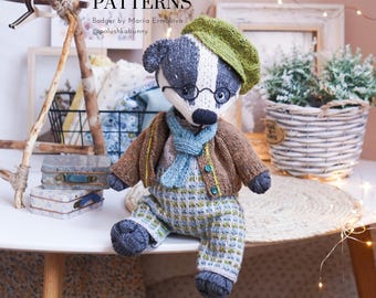Badger knitting toy pattern - Toy Knitting Patterns / Polushkabunny