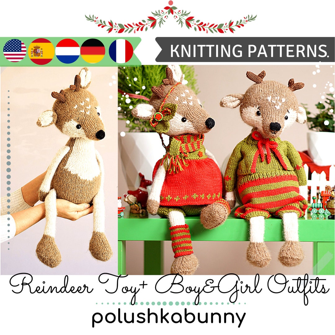 SET Knitting Patterns / Reindeer Knit Pattern /christmas Knitted