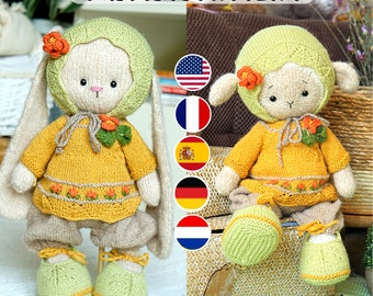 Cozy Outft Puppenkleidung Strickmuster mit Hase/ Lamm/ Welpe Strickanleitung