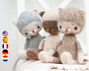 Little cats knitting pattern (10 inches tall) - Toy Knitting Pattern / Polushkabunny