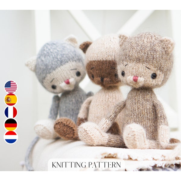 Little cats knitting pattern (10 inches tall) - Toy Knitting Pattern / Polushkabunny