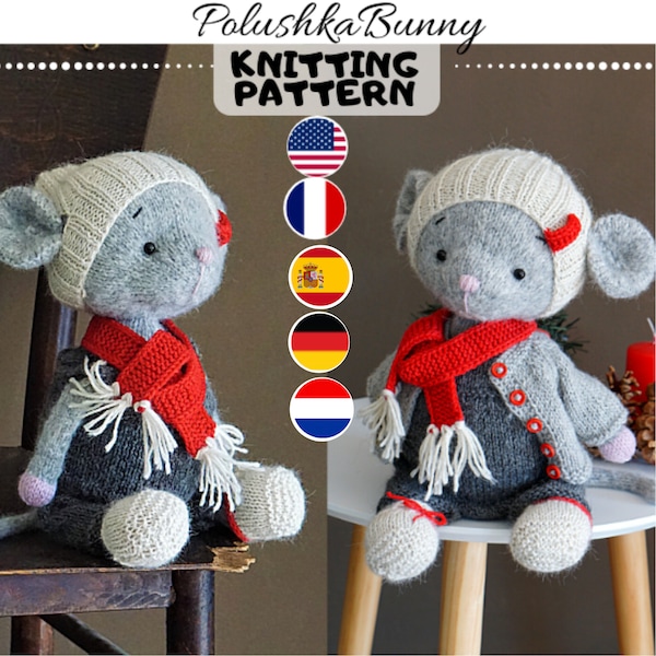 knitting pattern - Christmas Mouse Clothes /  PDF - Toy Clothes Knitting Pattern