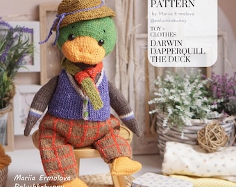 Duck knitting toy pattern - Darwin Dapperquill - Toy Knitting Patterns / Polushkabunny